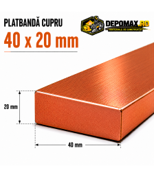 Platbanda cupru 40 x 20 mm – lungime 4 metri – EN Cu-ETP